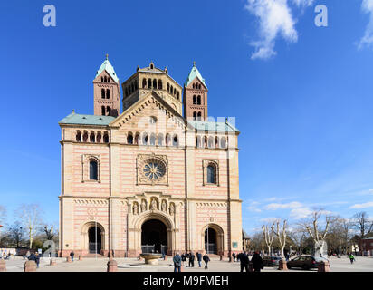 Speyer : Dom (cathédrale), face ouest, portail, la plus grande église romane dans le monde, , Rheinland-Pfalz, Rhénanie-Palatinat, Allemagne Banque D'Images