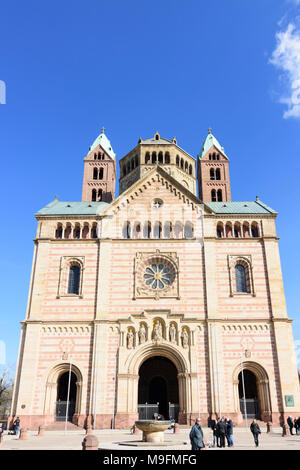 Speyer : Dom (cathédrale), face ouest, portail, la plus grande église romane dans le monde, , Rheinland-Pfalz, Rhénanie-Palatinat, Allemagne Banque D'Images