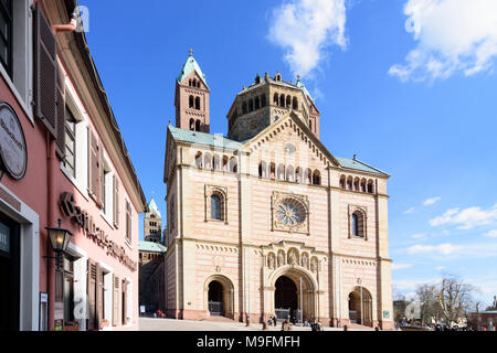 Speyer : Dom (cathédrale), face ouest, portail, la plus grande église romane dans le monde, , Rheinland-Pfalz, Rhénanie-Palatinat, Allemagne Banque D'Images