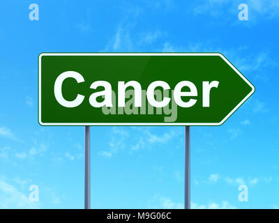 Concept de soins de santé : cancer on road sign background Banque D'Images