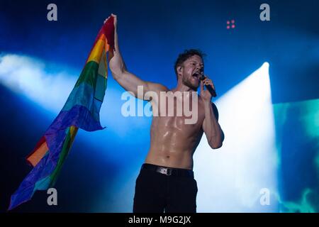 São Paulo, Brésil, 24 mars 2018. Imagine Dragons effectue au cours de la deuxième journée de Brésil 18/12/06 2018 à l'Autodrome de Interlagos, le 24 mars 2018 à São Paulo, Brésil. (Photo par Adriana Spaca) Banque D'Images