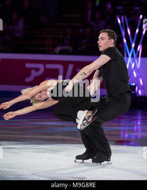 Aljona SAVCHENKO/Bruno MASSOT(ALL), du Gala au cours de l'ISU World Figure Skating Championships à Mediolanum Forum de Milan, Italie, le 25 mars 2018. Credit : Enrico Calderoni/AFLO SPORT/Alamy Live News Banque D'Images