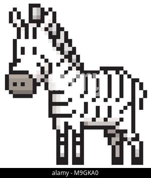 Illustration Vecteur de cartoon Zebra - conception de pixel Illustration de Vecteur