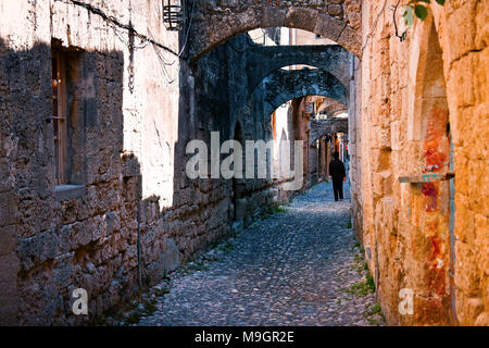 Ruelles secrètes de l'île de Rhodes, Grèce Banque D'Images