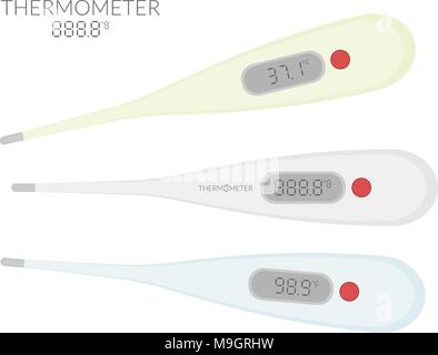 Ensemble d'appareils de mesure de température numérique moderne Illustration de Vecteur