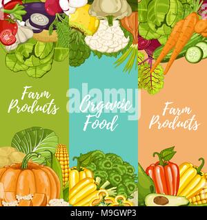 Ferme biologique food flyers set Illustration de Vecteur