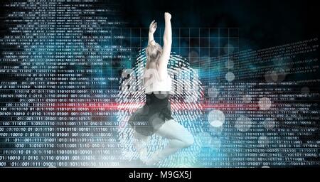 Danseur avec interface numérique Banque D'Images