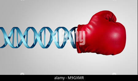 La puissance de l'ADN des gènes et des chromosomes génétique comme un concept médical bioscience la guérison et le traitement des maladies à l'aide de l'immunothérapie. Banque D'Images