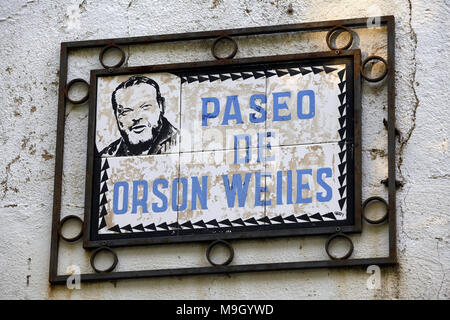 Rue Paseo de Orson Welles, Ronda, Andalousie, Espagne Banque D'Images