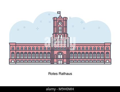 Ligne vectorielle Illustration de Rotes Rathaus (hôtel de ville rouge), Berlin, Allemagne Illustration de Vecteur