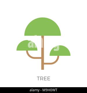 Arbre dans un modèle plat. Isolé sur fond blanc. Icône vecteur. Illustration de Vecteur
