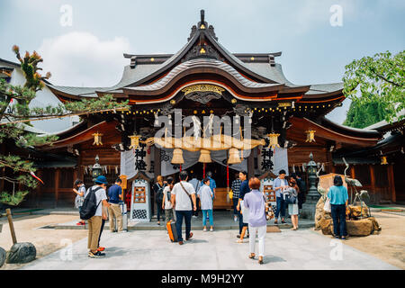 Fukuoka, Japon - 11 juin 2017 : Kushida-jinja, sanctuaire japonais Banque D'Images