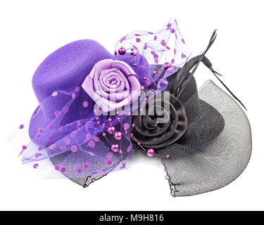 Violet et noir avec fleur chapeaux mesdames antique isolé sur fond blanc Banque D'Images