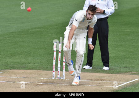 Auckland, Nouvelle-Zélande. Mar 26, 2018. De Tim Southee Blackcaps est en action pendant cinq jours du premier test match entre la Nouvelle-Zélande et l'Angleterre à l'Eden Park à Auckland le Mars 26, 2018. Credit : Shirley Kwok/Pacific Press/Alamy Live News Banque D'Images