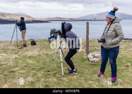 Les photographes et les caméras trépieds photographier dans des directions différentes Banque D'Images