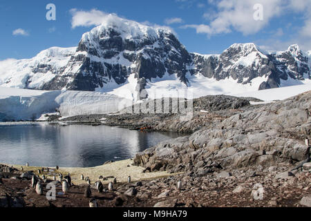 Vue d'une base, Port Lockroy, l'Antarctic Heritage Trust, de l'Antarctique Banque D'Images