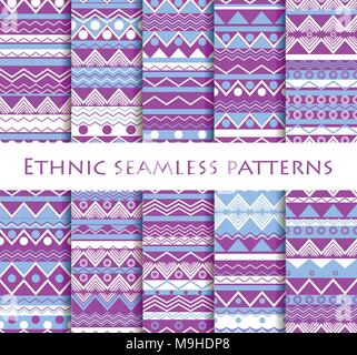 Ensemble de style ethnique en continu. Textiles, Tribal style hippie. Pour le papier peint, linge de lit, de minéral, de tissus, de milieux. Vector illustration. Illustration de Vecteur