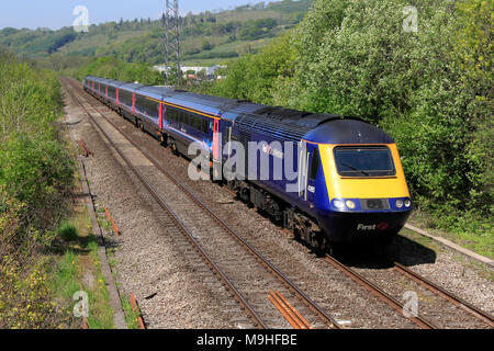 Great Western Railways High Speed train, Swansea à Londres Paddington.Pontycun, pays de Galles du Sud, Royaume-Uni, Banque D'Images