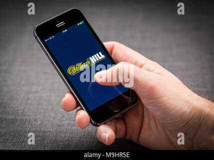 William Hill paris sportifs app sur un iPhone Banque D'Images