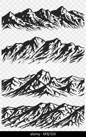 Jeu de silhouettes de montagnes Illustration de Vecteur