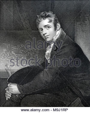 Sir David Wilkie RA, 1785 - 1841, était un peintre écossais, antique gravure de circa 1834 Banque D'Images