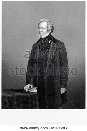 Edward George Geoffrey Smith-Stanley, 14e comte de Derby, 1799 - 1869, a été un homme d'État britannique et trois fois Premier Ministre du Royaume-Uni, la gravure ancienne de 1850 environ Banque D'Images