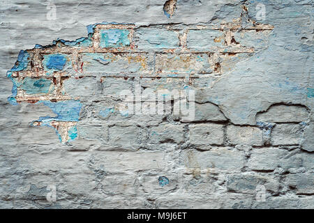 Stonewall Résumé Texture. Urbaine Mur de briques avec Shabby endommagé plâtre blanc. Mur de briques blanchies à la chaux peint fond grunge. Place Pierre Fra Banque D'Images