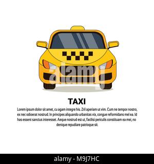 Voiture de service de taxi jaune vue avant l'icône de la cabine Illustration de Vecteur