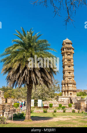 Vijaya Stambha, Victory tour à Chittor fort. Le Rajasthan, Inde Banque D'Images