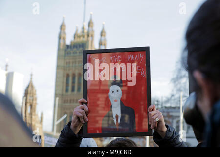 Londres, Royaume-Uni. 26 mars, 2018. Les membres de la communauté juive en protestation contre l'augmentation de la place du Parlement de l'antisémitisme au sein du parti travailliste et leur chef, Jeremy Corbyn. Crédit : Chris Aubrey/Alamy Live News Banque D'Images