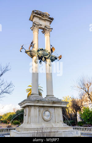 Le Monument de Christophe Colomb dans les Jardines de Murillo (jardins de Murillo) dans la ville de Séville, Andalousie, Espagne Banque D'Images