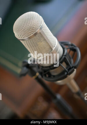 Microphone à condensateur tube professionnel dans l'enregistrement studio. Banque D'Images