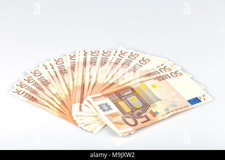 En cinquante mille euros note isolé sur fond blanc. Banque D'Images