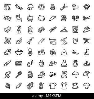 Le noir et blanc à la main icons - HOME & ACCESSOIRES Illustration de Vecteur