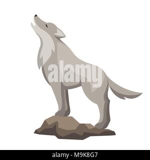 Illustration stylisée de loup. Woodland forest animal sur fond blanc Illustration de Vecteur