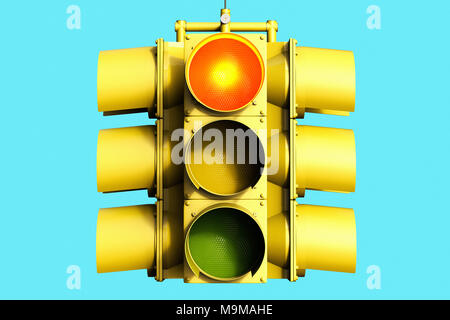 Le rendu 3D d'un feu de circulation sur le rouge Banque D'Images