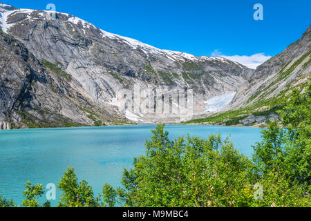 Le lac glacier glacier Nigardsbreen, de la Norvège, le Parc National de Jostedalsbreen Banque D'Images