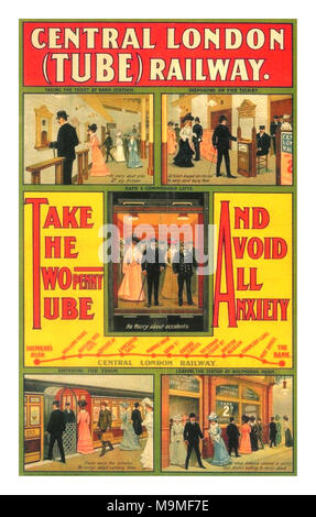 1900 Central London Underground Tube Vintage poster 1905 Banque D'Images