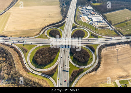 Jonction autoroute Dortmund-Unna, autoroute A1 et l'autoroute a44, Unna, Rhénanie du Nord-Westphalie, Allemagne Banque D'Images