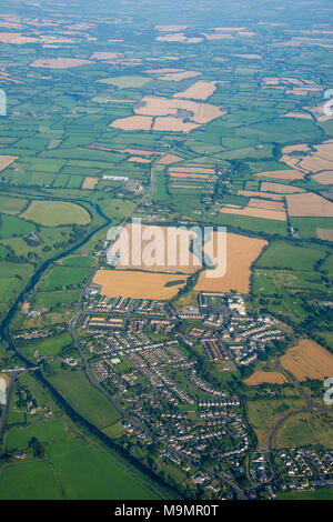 Vue aérienne de l'agriculture champs autour de Dublin, Irlande Banque D'Images