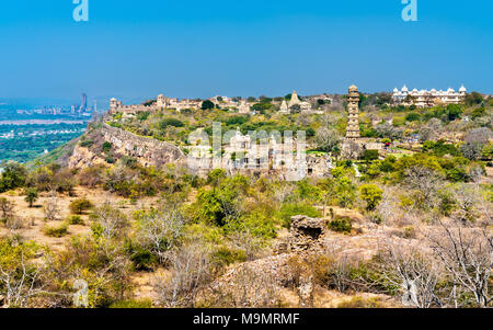 Panorama de Chittor Fort, site du patrimoine mondial de l'UNESCO au Rajasthan, Inde Banque D'Images