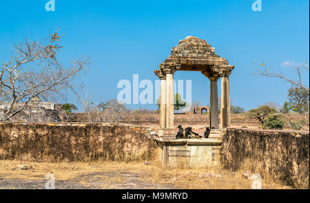 Fortifications de Rani Padmini Palace à Chittorgarh Fort. Le Rajasthan, Inde Banque D'Images