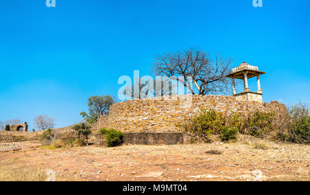 Fortifications de Rani Padmini Palace à Chittorgarh Fort. Le Rajasthan, Inde Banque D'Images