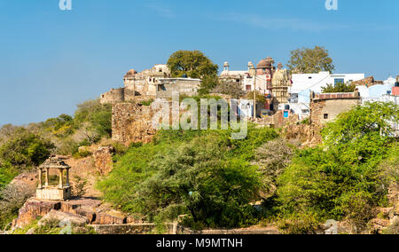 Avis de Chittor Fort, site du patrimoine mondial de l'UNESCO au Rajasthan, Inde Banque D'Images