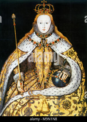 La reine Elizabeth I d'Angleterre (à l'occasion de son couronnement Maalouf) robes en 1558. Banque D'Images