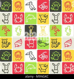 Hand Drawn Icons Set - Animaux 2 Illustration de Vecteur