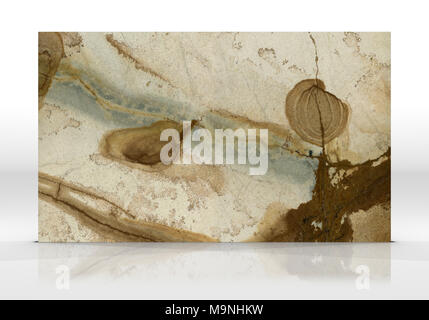 Carreaux de marbre onyx debout sur le fond blanc avec des reflets et ombres. La texture pour la conception. 2D illustration. Beauté naturelle Banque D'Images