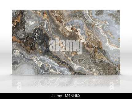 Carreaux de marbre onyx debout sur le fond blanc avec des reflets et ombres. La texture pour la conception. 2D illustration. Beauté naturelle Banque D'Images