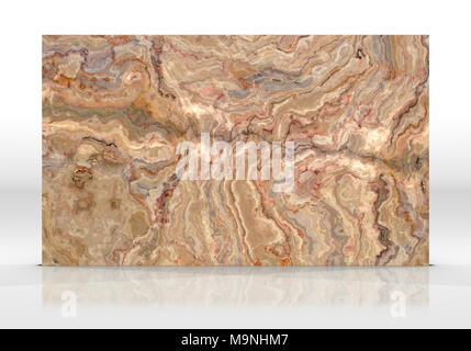 Carreaux de marbre onyx debout sur le fond blanc avec des reflets et ombres. La texture pour la conception. 2D illustration. Beauté naturelle Banque D'Images