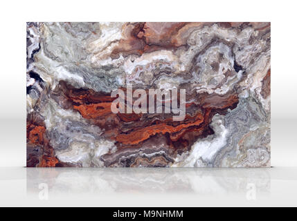 Carreaux de marbre onyx debout sur le fond blanc avec des reflets et ombres. La texture pour la conception. 2D illustration. Beauté naturelle Banque D'Images